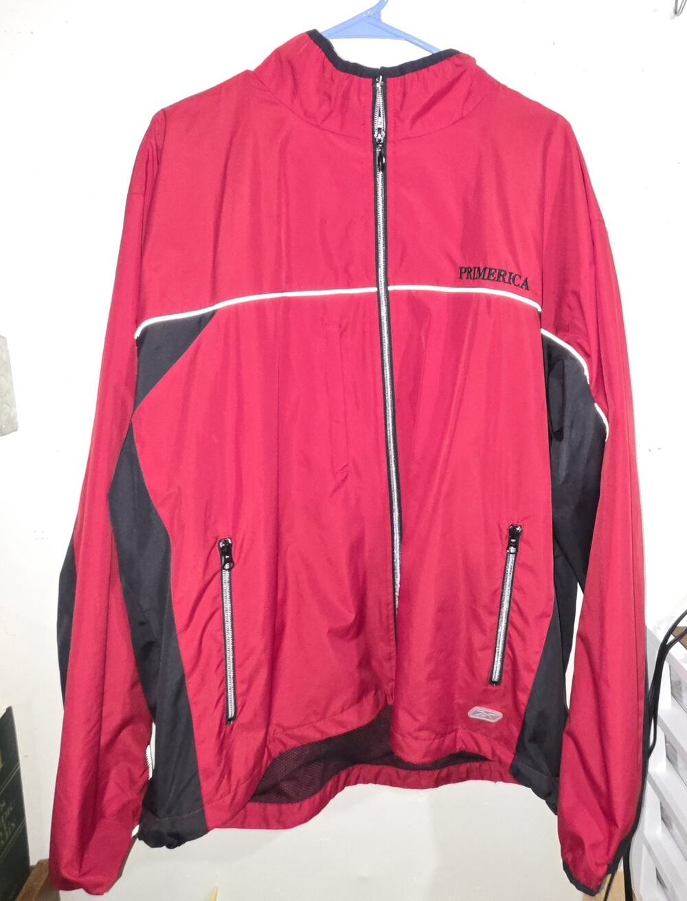 Vintage Reebok Primerica Jacket Men's XL Red Black Full Zip Windbreaker...